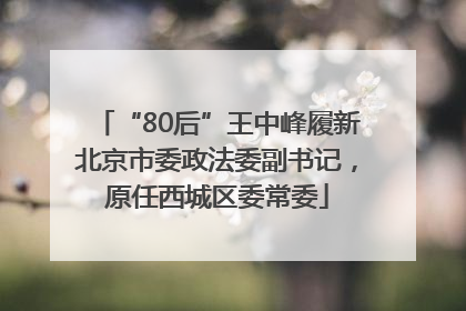 “80后”王中峰履新北京市委政法委副书记，原任西城区委常委